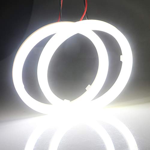 YM E-Bright 80mm White LED Angel Eyes Halo Rings, 1 Pair | Soft cotton-style halo rings with housings create even accent lighting for compatible 12V or 24V vehicle headlamps. - size: 80MM