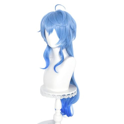 Blue Long Wave Secretary Role Cosplay Wig Heat Resistan Synthetic Fiber Hairs for Uniex Adult Halloween Christmas Cos Anime Party Replacement Wigs - color: Blue Long Wave