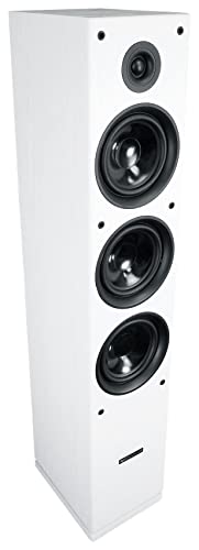 Rockville RockTower 64W Passive Tower Speaker, 4 Ohm, White, High-Fidelity Sound, Detachable Grille, 3-Way, 6.5", 500W, MDF, Perfect for Home Audio - color: White
