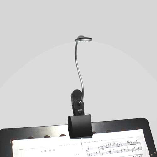 Music Stand Light, Clip on LED Book Lights, USB and AA Battery Operated, Reading Lamp in Bed, 3 Brightness Levels, Ideal for Musician, Piano Player, Kids, Travel, Black - color: Black