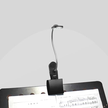 Music Stand Light, Clip on LED Book Lights, USB and AA Battery Operated, Reading Lamp in Bed, 3 Brightness Levels, Ideal for Musician, Piano Player, Kids, Travel, Black - color: Black