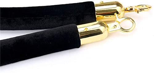 2Pcs Black Velvet Stanchion Rope, 5 Feet Crowd Control Rope Barrier with Gold Plated Hooks for Movie Theater, Queue Barrier, Grand Openings, Wedding，Museum, Hotel Celebration, Carpet Party Event - color: 5 foot Black-2PCS