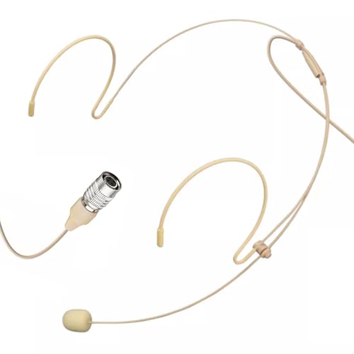 Headset Microphone Headworn Mic Compatible with Audio-Technica | Double Over Ear Earset Hanging Condenser Omnidirectional Mic for Wireless Bodypack Transmitter System with Hirose 4 Pin Plug - style: Hirose 4 Pin Plug Compatible with Audio-Technica