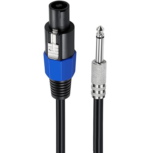 Speakon to 1/4 Mono Speaker Cable, 6.35mm (1/4 inch) Mono TS Plug Male to Speakon Male Speaker Audio Adapter for DJ/PA Speaker Cord with Twist Lock -1.8M/6FT