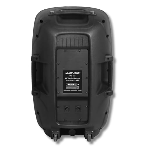 MUSYSIC 15 Inch Passive PA Speaker - 1200W Peak Power Professional | DJ Loudspeaker with Titanium Driver, ABS Cabinet, Flyable & Stand Mountable for Live Sound, Church, Events & Mores - size: 15 Inch 1200W