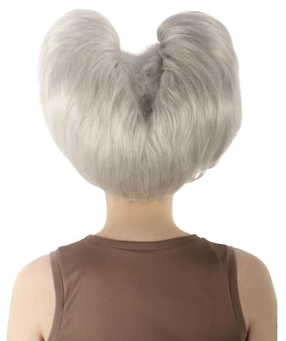 Horned Updo Wig for Women in White – Flame-Retardant Synthetic Fiber Hair for Halloween Cosplay and Costume Party