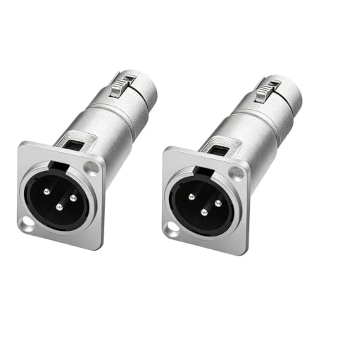 XLR Connector Adapter D Type XLR Male Panel Mount to Female Connector D Type Connector Pass Through Solderless Connectors 3 Pin for Audio Equipment Set (2)