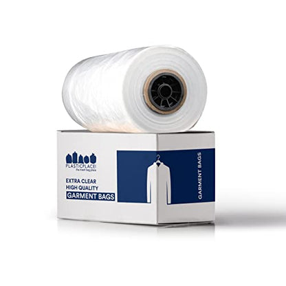 Plasticplace Clear Garment Bags on Roll, Heavy-Duty Plastic Coat Covers, 21” x 7” x 54”, Perforated with Pre-Slit Hanger Holes, Dustproof & Wrinkle-Free Storage, 320 Count Wardrobe Cover 0.65 Mil - size: 21" x 7" x 54"