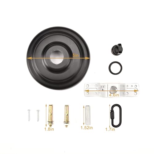 KC&KST 5" Ceiling Light Cover Plate Canopy Kit - Heavy Duty, Black Steel Cover for Chandelier/Pendant/Swag Light, Includes Loop, Cross Bar and Mounting Screws (Black) - color: Black