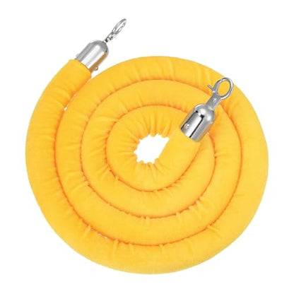 PATIKIL Velvet Stanchion Ropes, (6.6Ft x1.26 Inch, Yellow)(1Pcs), Velvet Ropes Crowd Control Queue Barrier with Silver Buckle, Suit for - Carpet Events/Hotels/Movie Theaters/Grand Openings - color: Yellow Rope, Silver Buckle