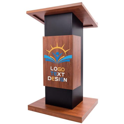 47’’ Mobile Wooden Podium Stand, Rolling Lectern with Storage Shelf, Lockable Casters & Mic Hole Design, Sturdy 15MM Particle Board Pulpit for Church, School, Office (Customized A) - color: Customized a