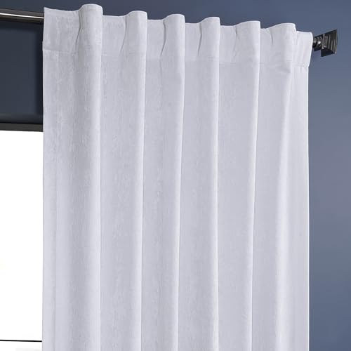 HPD Half Price Drapes Lush Crush Velvet Curtains - Room Darkening Curtain 120 Inches Long for Bedroom & Living Room, Luxury Look, Rod Pocket Design, (1 Panel), 50W x 120L, Pearl White - color: Pearl White, size: 50"W x 120"L (Pack of 1)