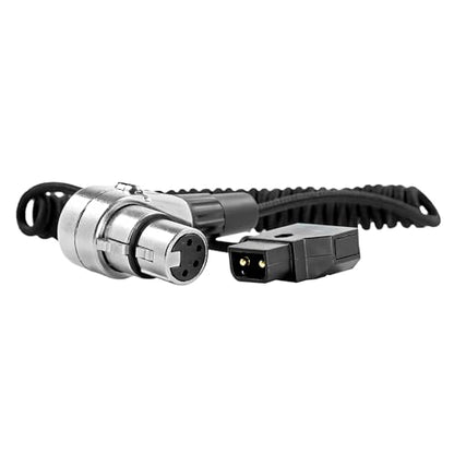 KONDOR BLUE | D-Tap to 4 Pin XLR Female Right Angle Power Coiled Cable | for Blackmagic URSA Mini Pro, Sony Venice F5 F55, Panasonic Varicam, TV Logic Field Monitor, & More | Black
