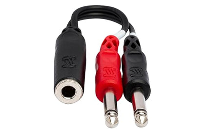 Hosa YPP-136 1/4 Inch TRSF to Dual 1/4 Inch TS Stereo Breakout Cable | 1/4 inch Y-cable with 6-inch length and mono male connectors for mixers, amplifiers and instruments - size: 6 Inches