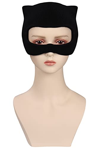 Gosbeliy Womens Catwoman Cosplay Mask Knitted Head Mask Halloween Masquerade Props