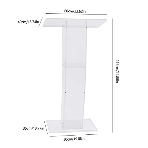Acrylic Podium 23.62 x 15.74 Inch Transparent Podium Stand Clear Church Lectern Portable Detachable School Lectern for Speeches, Opening Ceremonies Reception Event (23.62 x 15.74 Arcuate, inches)
