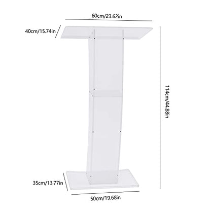 Acrylic Podium 23.62 x 15.74 Inch Transparent Podium Stand Clear Church Lectern Portable Detachable School Lectern for Speeches, Opening Ceremonies Reception Event (23.62 x 15.74 Arcuate, inches)