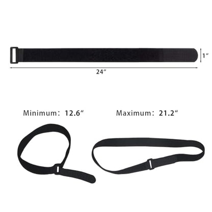 12 Pack Extra Large Reusable Fastening Straps, 1 x 24 Inch Heavy Duty Cinch Straps with Buckle, Hook and Loop Cable Tie Down Straps for Building Materials, Wood, Pipe, Yoga Mats, Camping