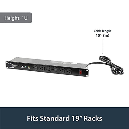 StarTech 16-Outlet 1U PDU, 120V/15A, Surge, 6ft Cord, TAA (RKPW161915) - style: 16-port|15A|Surge Protect