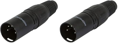 Monoprice 5-Pin Male DMX Connector - Black, Anodized Aluminum with A Plastic Cap, Rubber Strain Relief Boot, and Three Solder Cup Connectors (Pack of 2) - size: 5-Pin Male (Pack of 2)