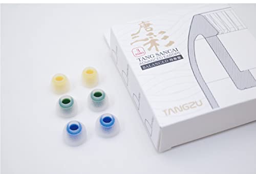 Linsoul TANGZU Tang Sancai in Ear Monitor Ear Plugs, 3 Pairs, Matte Texture Straight Tooth Grooves Eartips for IEMs, in-Ear Earphone, Audiophile Musician(S)