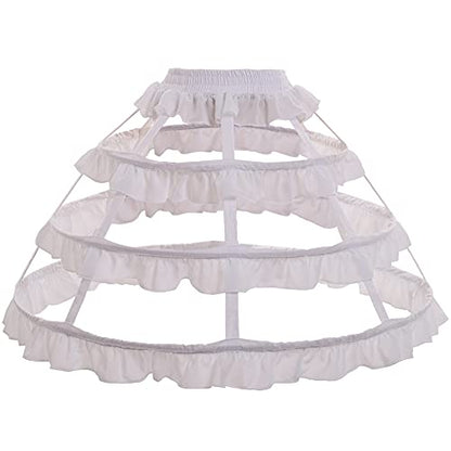 GRACEART Victorian Dress Pannier Hoop Skirt Bustle Cage Skirt - color: White-3 Hoops