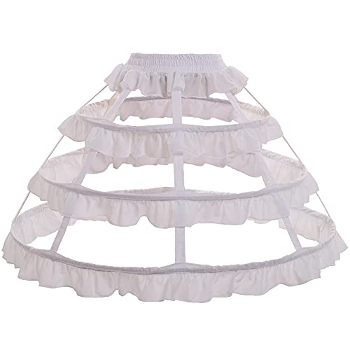 GRACEART Victorian Dress Pannier Hoop Skirt Bustle Cage Skirt - color: White-3 Hoops