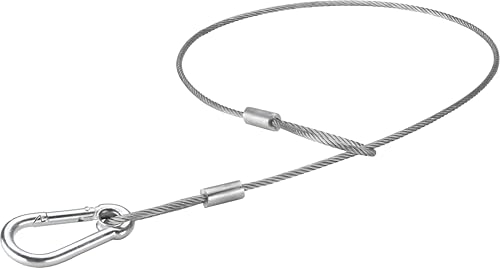 Kupo Safety Wire Steel Cable for Lighting and Rigging, 2.6ft Length with Locking D-Ring and 3.5mm Diameter for Securing Fixtures, Clamps, and Overhead Equipment (KG060912) - style: 80cm