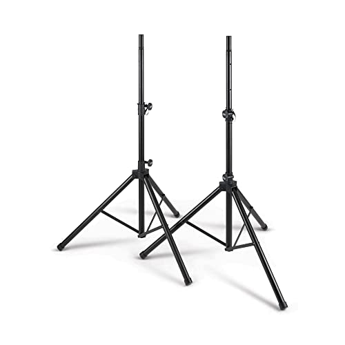 On-Stage SSP7950 All-Aluminum Speaker Stand Pack (Pair of Folding, Portable Stands, Tripod Base, Carry Bag, Height Adjustable, Nonslip Rubber Feet, 1 3/8″ and 1 1/2″ PA Mounting Poles, Black) | Portable Stands. Tripod Base, Carry Bag, Height Adjustable, N