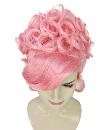 American Rapper Curly Updo High Fashion Wig for Women - Celebrity Style Wig | Elegent Choice for Cosplay Events, Halloween Parties & Themed Performances - Pink - color: Pink