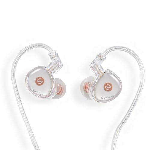 Surfans M10 Hybrid IEM Earbuds, 1DD+1BA Wired in-Ear Headphones with 4-Core Silver-Plated OCC Cable, Detachable 0.78mm 2-Pin, 3.5mm HiFi Earphones, Transparent