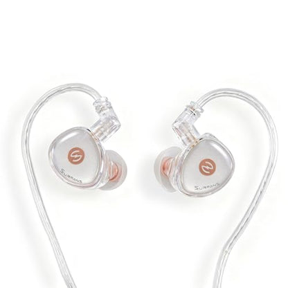 Surfans M10 Hybrid IEM Earbuds, 1DD+1BA Wired in-Ear Headphones with 4-Core Silver-Plated OCC Cable, Detachable 0.78mm 2-Pin, 3.5mm HiFi Earphones, Transparent