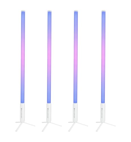 Rockville 4X Rock Saber White Wireless DMX DJ Tube Lights, 5ft, 23H Rechargeable Battery, 192 RGBWA LEDs, IP65 Indoor/Outdoor, App Control+Remote, Padded Bag, Floor Stand/Truss Mount | Wireless DMX, 192 RGBWA LEDs, 23-Hour Battery, IP65, Sound Activated,