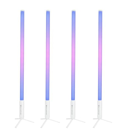 Rockville 4X Rock Saber White Wireless DMX DJ Tube Lights, 5ft, 23H Rechargeable Battery, 192 RGBWA LEDs, IP65 Indoor/Outdoor, App Control+Remote, Padded Bag, Floor Stand/Truss Mount | Wireless DMX, 192 RGBWA LEDs, 23-Hour Battery, IP65, Sound Activated,