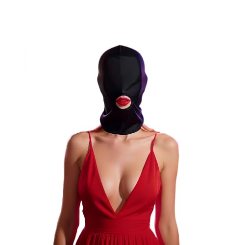 Unisex Full Face Mask with Mouth Opening, Stretch Halloween Cosplay Hood | Breathable stretch full face hood with mouth opening, one size fits adults, for festivals, cosplay and costume parties.