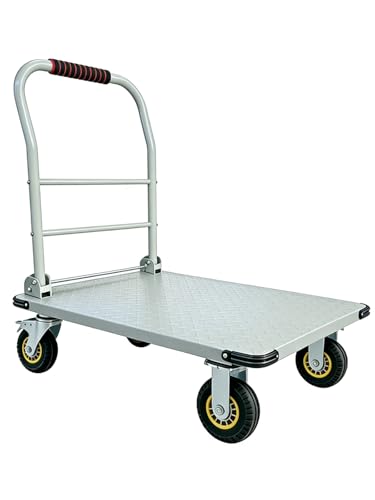 GarveeTech Platform Truck Cart, 1800LBS Capacity Steel Flatbed Dolly - color: Sliver-1800lbs