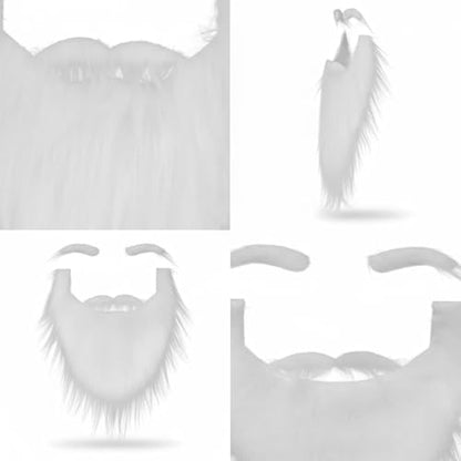 White Fluffy Fake Beard and Eyebrows Set - Realistic Santa Beard and Facial Hair Costume Accessory for Christmas Parties, Theater, and Cosplay