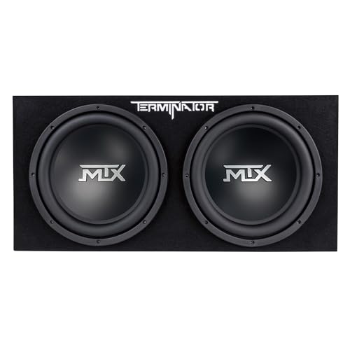 MTX Terminator Dual 12" Subwoofers, Loaded Enclosure, 1200W Max, 400W RMS | Car Audio Subwoofer and Speaker System with Deep Bass Sound - style: Dual 12" Subwoofer Enclosure Subwoofer