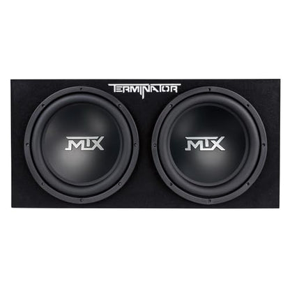 MTX Terminator Dual 12" Subwoofers, Loaded Enclosure, 1200W Max, 400W RMS | Car Audio Subwoofer and Speaker System with Deep Bass Sound - style: Dual 12" Subwoofer Enclosure Subwoofer