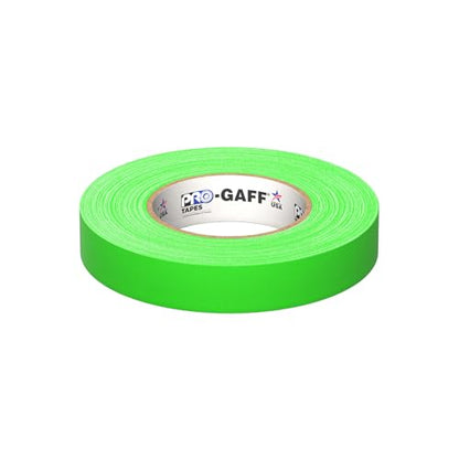 ProTapes Pro Gaff Premium Matte Cloth Gaffer's Tape with Rubber Adhesive, 50 yds Length x 1" Width, Fluorescent Green (Pack of 1) - size: 1" x 50 yds (Pack of 1), style: Functional (Fluorescent)