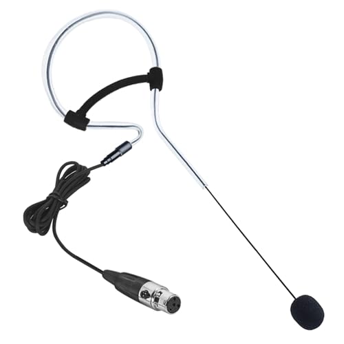 Black Single Earset Headset Microphone Compatible with Shure | Headworn Over Ear Hanging Condenser Mic for Wireless Bodypack Transmitter System with Mini XLR 4 Pin TA4F Plug - style: Mini XLR TA4F Plug Compatible with Shure Only