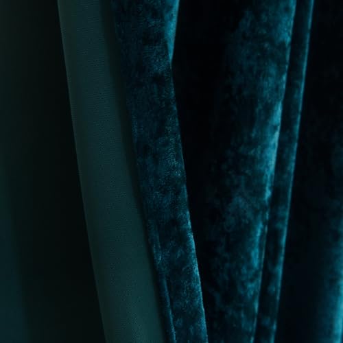 Dark Teal Velvet Curtains - Room Darkening Curtain 84 Inches Long for Bedroom & Living Room, Luxury Look, Rod Pocket Design, (2 Panels), 52W x 96L, Sapphire Blue - color: Peacock, size: 52"W x 96"L (Pack of 2)
