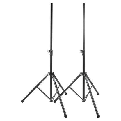 QUIK LOK - SP282 BK Tripod Speaker Stands - Lightweight Aluminum PA Loudspeaker Mounts with Pneumatic Easy-Lift Assist and Heavy-Duty Tube Construction, 1 Pair, Black