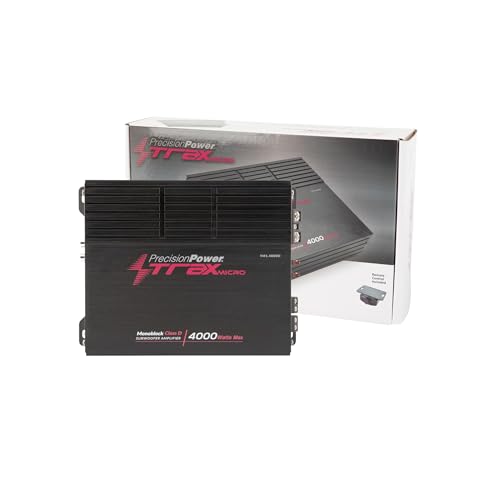 Precision Power Trax Micro Monoblock Class D Car Stereo Amplifier TM1.4000D – 4000W Single Channel Digital Subwoofer Amp with Wired Bass Control & High-Level Inputs for Powerful Audio - size: TM1.4000D