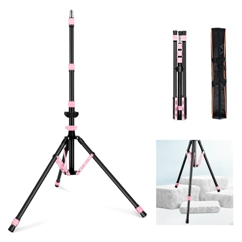 Light Stand Photography, 6.5ft/200cm Removable Center Column Tripod Stand | 2-in-1 Portable Aluminum Tripod Light Stand with Storage Bag & Sandbag, for Video Lighting, Flash, Strobe, Softbox - color: Pink