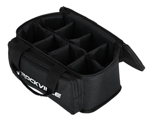Rockville MINI HALO Bag - Fits MINI HALO or Similar DJ Lights (CAN 2.0) (Bag for 8 Lights) | Removable Dividers, Foam Padded, Semi-Rigid Shell, Zippered Front Pocket, Dual Carry Handles, Fits Similar Lights - style: Bag for 8 Lights