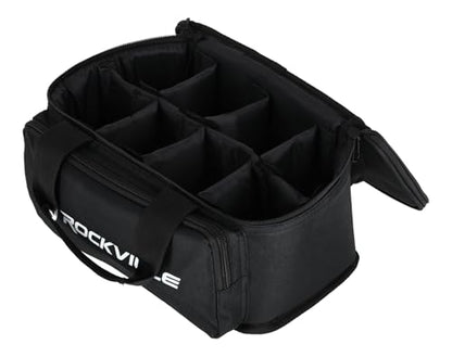 Rockville MINI HALO Bag - Fits MINI HALO or Similar DJ Lights (CAN 2.0) (Bag for 8 Lights) | Removable Dividers, Foam Padded, Semi-Rigid Shell, Zippered Front Pocket, Dual Carry Handles, Fits Similar Lights - style: Bag for 8 Lights