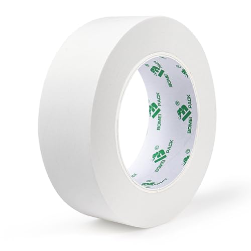 BOMEI PACK White Matte Gaffer Tape Non-Reflective 1.5inch x 30yds No Residue Hand Tear Fabric Self-Adhesive Tape for Labeling, Cable, Photography, Painters,Walls,Electrical and Cords - color: White