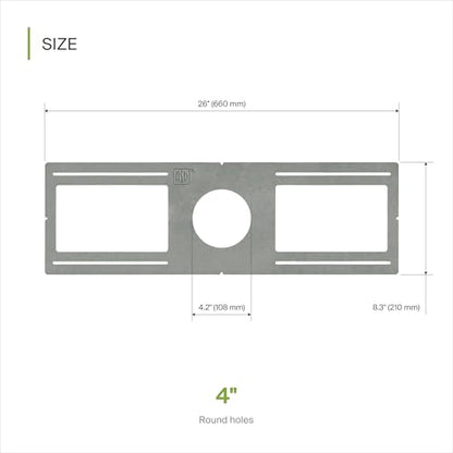 ASD 6 Pack New Construction Mounting Plate Round Hole - 4 Inch Flat Galvanized Steel Wafer Light Rough in Plate, Shallow Light Fixture Mounting Bracket for LED Recessed Lighting - color: Symmetric 4", size: 6 Pack