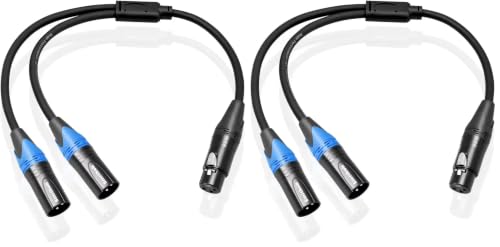 Smithok XLR Splitter Cable,Female to Dual Male Y Cable (XLR Splitter 1 Female to 2 Male),Balanced Microphone Splitter Cord Audio Adaptor - 1.6ft /0.5m (Pack of 2) - size: 1pack*1.6ft (Pack of 2)